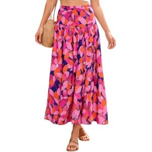 Anthropologie Abel The Label Pink Orange Floral Maxi Skirt NWOT - Size Small